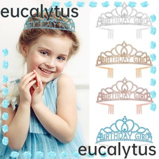 Eucalytus1 มงกุฎเจ้าหญิง ประดับเพชรเทียม สีเงิน สําหรับวันเกิด