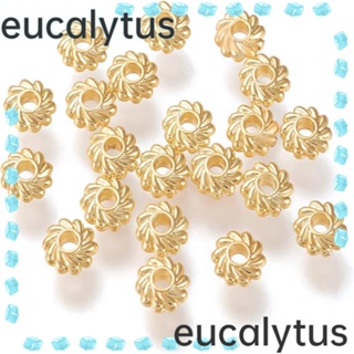 Eucalytus1 ลูกปัดสเปเซอร์ รูปดอกไม้ทิเบต ชุบทอง 18K 5*1.5 มม. รู 1.5 มม. สําหรับทําเครื่องประดับ สร้อยคอ 200 ชิ้น