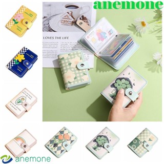 Anemone กระเป๋าใส่บัตร หนัง PU ลายดอกไม้ สีรุ้ง 22 ช่อง พร้อมกระดุม สําหรับเด็กผู้หญิง