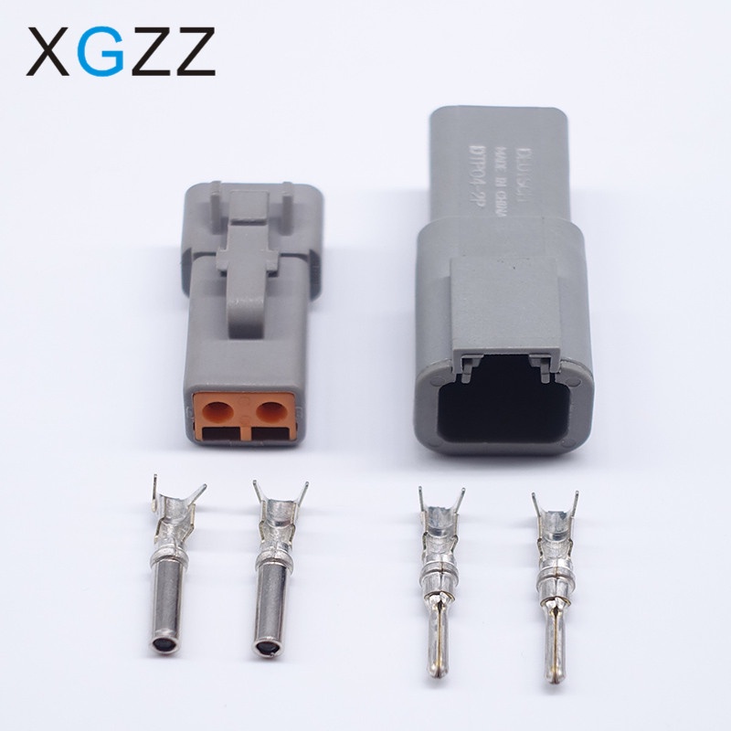 Deutsch DTP สีเทา 2 ขาชายหญิงกันน้ําไฟฟ้าตัวเชื่อมต่ออัตโนมัติ DTP06-2S DTP04-2P