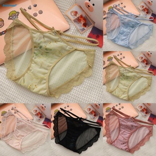 【HODRD】Vintage Republic Ancient Rhyme Mesh Panties with Ink Print and Thin Cross Straps【Fashion】