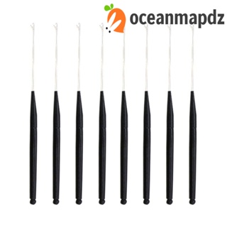 Oceanmapdz เข็มถักโครเชต์ เดรดล็อก สีเบจ โลหะ ถักเปีย เครื่องมือถักนิตติ้ง ถักผม สีดํา ตะขอไมโคร เข็มบิดผม 5 ชิ้น / ชุด