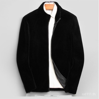 [Autumn New Product] [no compensation for selling out] Haining sheep cut fleece mens stand collar wool coat short leather leather coat mens fur coat JTRY