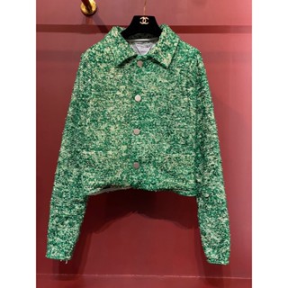 ♥ เช็คสินค้าก่อนสั่ง BOTTEGA VENETA GREEN JACKET เสื้อแจ็คเก็ต ผ้าทวิส ทวิต สีเขียว โบเตก้า