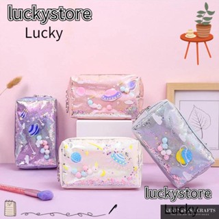 Lucky Star กระเป๋าดินสอ กระเป๋าเครื่องเขียน กลิตเตอร์ แบบพกพา