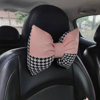 Automotive Waist Cushion Headrest Set Internet Celebrity Stitching Plaid Car Seat Neck Support Headrest Car Waist Support Back Cushion Female owtE