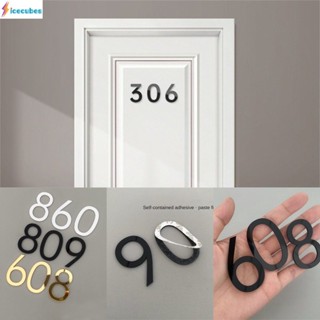 Cod Self-adhesive 3d Numeral Plate Plaque Sign Gate Digits Number Tag Door Label Hotel Plastic 0 to 9 Plating Home Sign Drawer House Address Plate ICECUBES