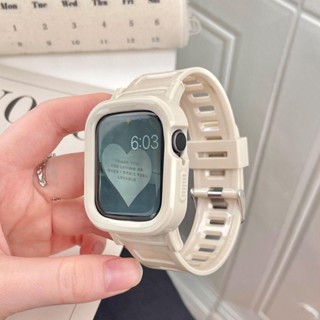 สายนาฬิกาข้อมือซิลิโคน TPU เจลลี่ใส กันกระแทก พร้อมสายรัดข้อมือ สําหรับ Apple watch Ultra iWatch 8 7 6 5 4 3 2 1 SE