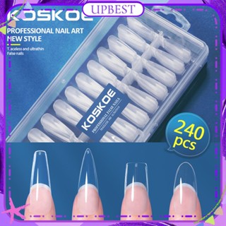 240pcs Nail Art Ultra-thin Seamless Boxed Nail Piece French Pointed Oval Ultra-long Fake Nail Patch Manicure Tool For Nail Shop 8 Designs UPBEST