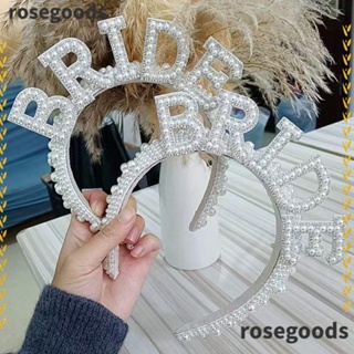 ที่คาดผม ประดับไข่มุก และพลอยเทียม สําหรับตกแต่งปาร์ตี้ ROSEGOODS1