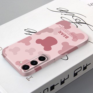 เคสโทรศัพท์มือถือ PC แข็ง ลายหมี สีชมพู สไตล์เกาหลี สําหรับ Samsung Galaxy S23 Plus Ultra S22 S21 S20 FE Note9 Note 10 Plus Pro