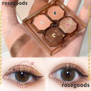 Rosegoods1 อายแชโดว์พาเลท เครื่องสําอาง ไฮไลท์ เม็ดสี กันน้ํา แบบพกพา แต่งหน้า กลิตเตอร์