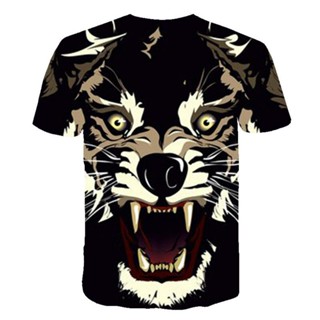 ใหม่ เสื้อยืดลําลอง แขนสั้น พิมพ์ลายสัตว์หมาป่า สําหรับผู้ชาย