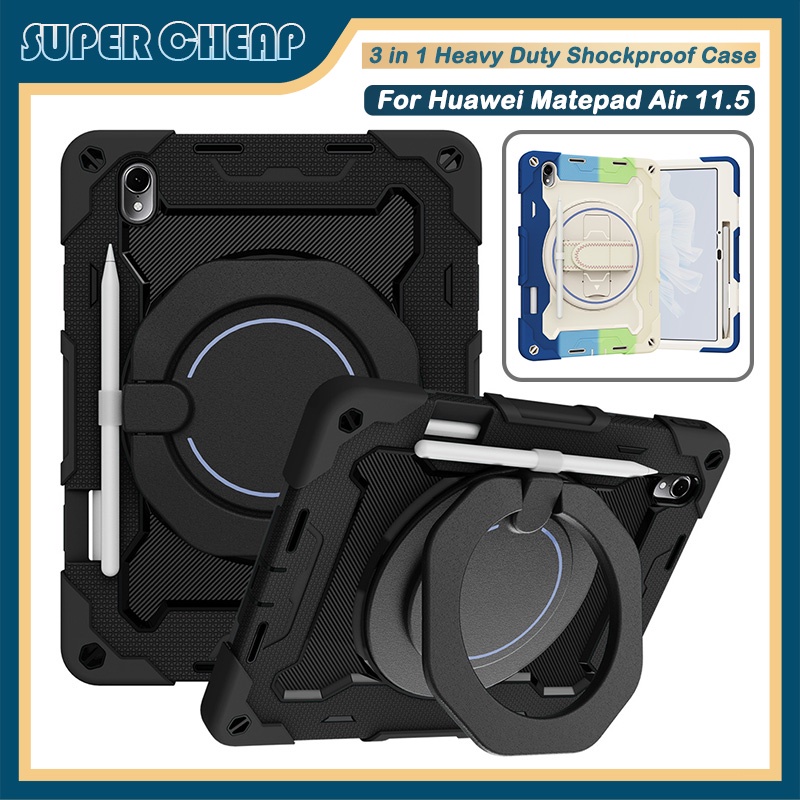สําหรับ Huawei Matepad Air 11.5 นิ้ว 2023 360° 3 in 1 เคสกันกระแทก ด้ามจับหมุนได้ สําหรับงานหนัก