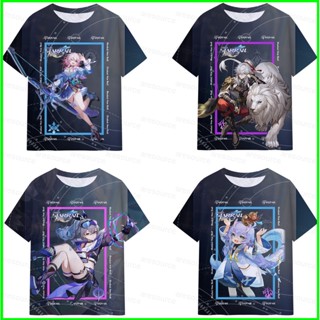 Sqt Honkai: เสื้อยืดแขนสั้น คอสเพลย์ ลายอนิเมะ Star Rail 3D สีเงิน แฟชั่น สําหรับทุกเพศ