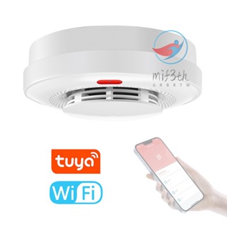 Mif)tuya เครื่องตรวจจับควัน Wifi ป้องกันไฟไหม้ เซนเซอร์เตือนเสียง โทรศัพท์มือถือ APP รีโมตกดแจ้งเตือน พร้อมฟังก์ชั่นเตือนภัย