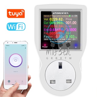 Mif)tuya ซ็อกเก็ตไฟฟ้าอัจฉริยะ Wifi หน้าจอสี 2.4 นิ้ว ควบคุมผ่านแอป โทรศัพท์มือถือ