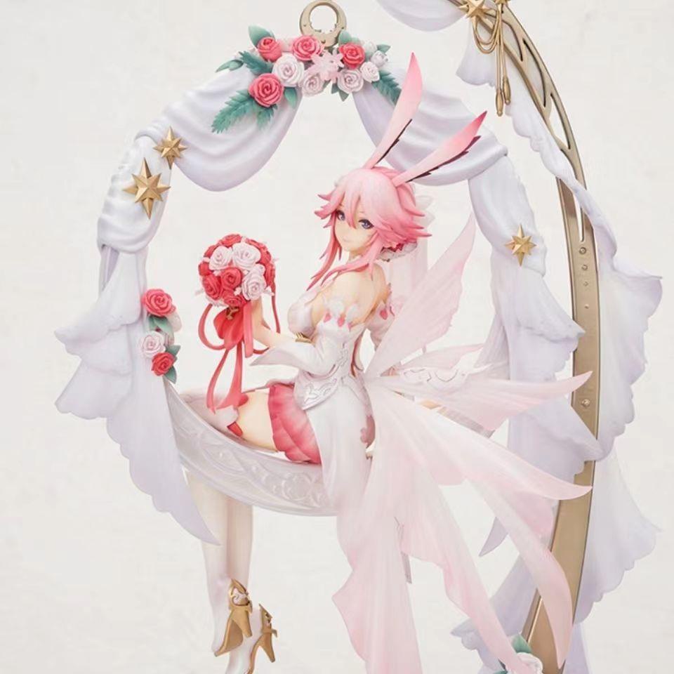 ยุบ Sane Sakura Qi Luo แฟนตาซีชุดแต่งงานดอกไม้ Yae Sakura กระต่ายหูรูปเครื่องประดับของขวัญพร้อมสต็อก