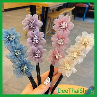 DeeThai กิ๊บสไตล์เกาหลี สําหรับผู้หญิงที่ชอบ DIY ลูกไม้ + ดอกไม้ เป็นขดลวด หัวบัน ม้วนผม hair accessories