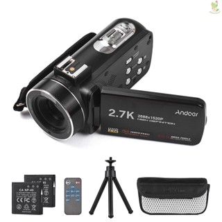 Andoer กล้องบันทึกวิดีโอดิจิทัล 2.7K DV 48MP ซูมได้ 16X ซูมได้ 3.0 นิ้ว IPS ทัชแพนกล้อง -8.9