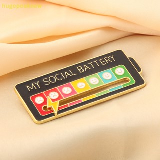 Hugepeaknew เข็มกลัดโลหะ รูป My Social Sliding Enamel Pins แนวตลก เพื่อความสวยงาม สําหรับติดเสื้อผ้า กระเป๋า