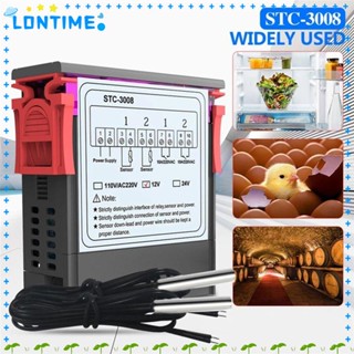 Lontime เทอร์โมสแตท ดิจิทัล คู่ STC-3008 12V 24V 220V ระบายความร้อน รีเลย์เทอร์โมเรกูเลเตอร์