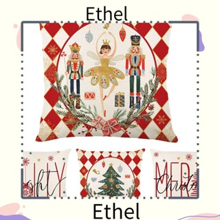 Ethel1 ปลอกหมอนอิง ลายเกล็ดหิมะ โมโนแกรม ขนาด 45x45 ซม. สําหรับตกแต่งบ้าน วันคริสต์มาส กลางแจ้ง