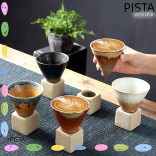 Pista ถ้วยชาเซรามิค ทรงกรวย พร้อมฐานรอง สไตล์เรโทร สําหรับบ้าน