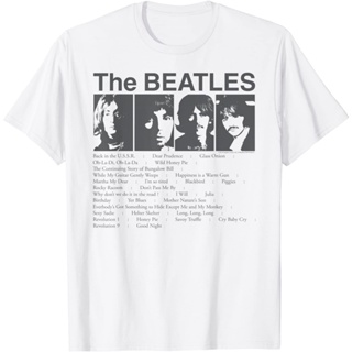 เสื้อยืดแขนสั้นเสื้อยืดวงดนตรีเสื้อยืด พิมพ์ลาย The Beatles Song List TB17all sizeS-5XL