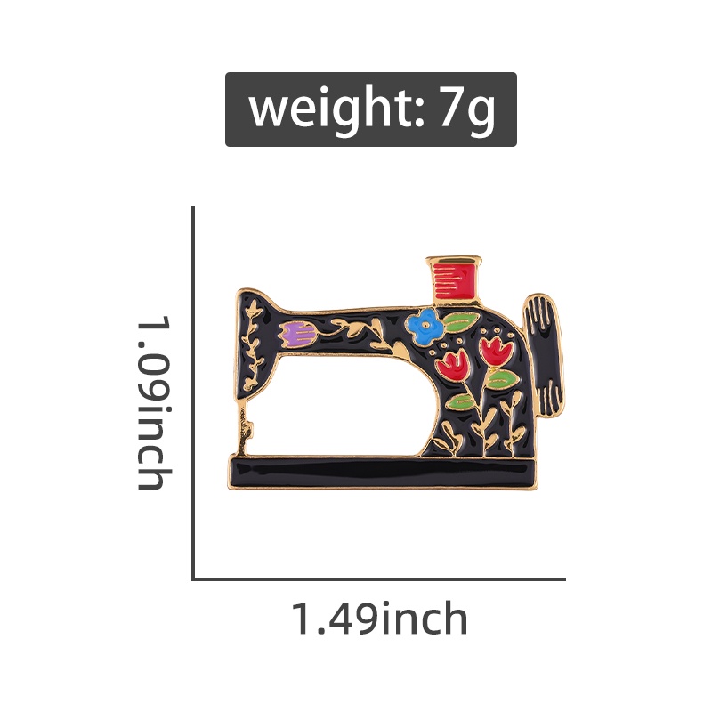 วินเทจ สีดํา จักรเย็บผ้า เคลือบ Pins เข็มกลัด ลายดอกไม้ ปกเสื้อ เข็มกลัด ป้ายโลหะ เครื่องประดับ อุปกรณ์ของขวัญ - รูปที่ 2