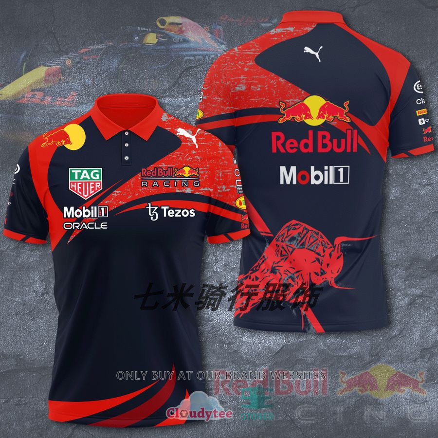 F1 เสื้อ Red Bull Fleet Racing Suit Max Verstappen World Champion Quick-Drying Short TPOLO Shirt Sho