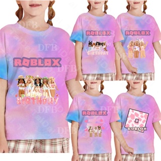 เสื้อยืดแขนสั้น พิมพ์ลายอนิเมะ Roblox สวยงาม เหมาะกับของขวัญวันเกิด สําหรับเด็กผู้หญิง [อายุ 3-12 ปี]