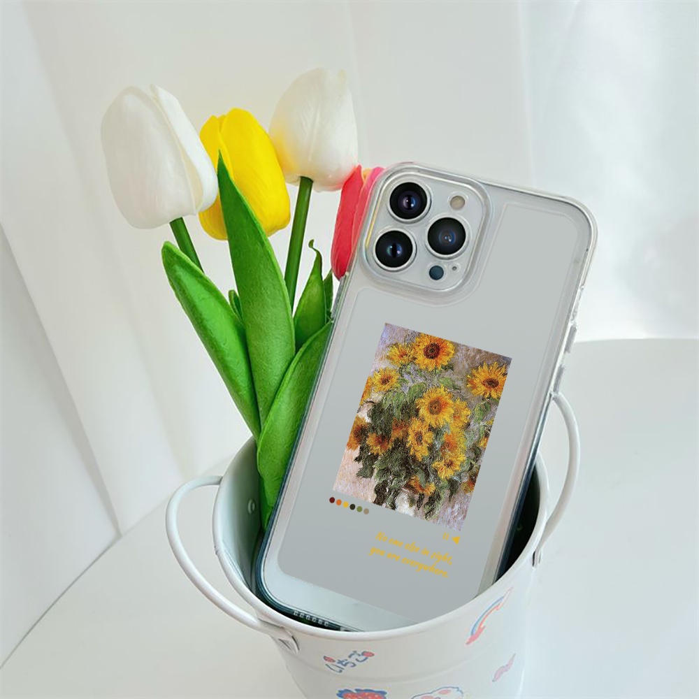 เคสซิลิโคนนิ่ม ลายดอกทานตะวัน ป้องกันกล้อง สําหรับ iPhone 14 Pro Max 11 13 12 7 8 Plus XR X XS SE 2020