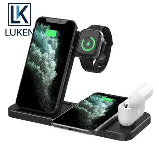 Luken แท่นชาร์จไร้สาย 15W Fast 4 In 1 สําหรับ iP 14 13 12 11 XS XR X 8 App Watch 7 6 SE Airp Pro