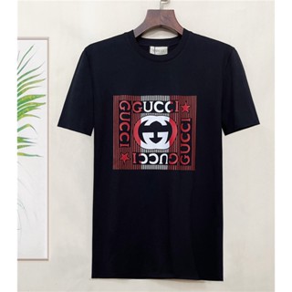 Gucc1 เสื้อยืด แขนสั้น ผ้าฝ้าย พิมพ์ลายโมโนแกรม สําหรับผู้ชาย S-4XL