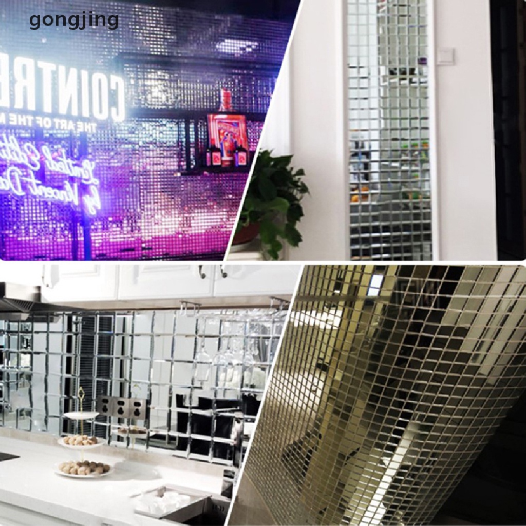 Gong สติกเกอร์กระจกโมเสค อะคริลิค ทรงสี่เหลี่ยม มีกาวในตัว DIY สําหรับติดตกแต่งผนังบ้าน