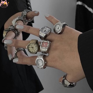 นาฬิกาข้อมือควอตซ์แฟชั่น สายสแตนเลส ผ้าตาข่าย สไตล์ฮิปฮอป สําหรับผู้ชาย และผู้หญิง HGF YUE