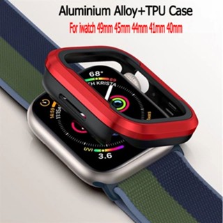 เคส applewatch series 8 7 TPU กันชน + กรอบโลหะ เคสกันกระแทก สําหรับ iwatch series ultra 8 SE 7 6 5 4 40 41 44 45 49มม