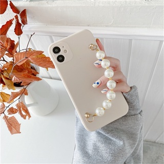 เคสโทรศัพท์มือถือ ซิลิโคนนิ่ม TPU พร้อมสายคล้อง ประดับมุก สีพื้น สําหรับ Xiaomi 13 Pro Mi 13 Lite 12T Pro CIVI 2 Poco F5 Pro X5 X 5pro M5S C55 C50 C40