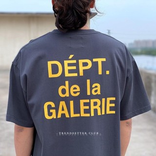 เสื้อยืดแขนสั้น พิมพ์ลายโลโก้ตัวอักษร Gallery Det French สไตล์วินเทจ สําหรับผู้ชาย และผู้หญิง