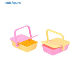 Widefigure ตะกร้าช้อปปิ้งพลาสติกจิ๋ว สุ่มสี สําหรับตกแต่งบ้านตุ๊กตา 1:12 2 ชิ้น