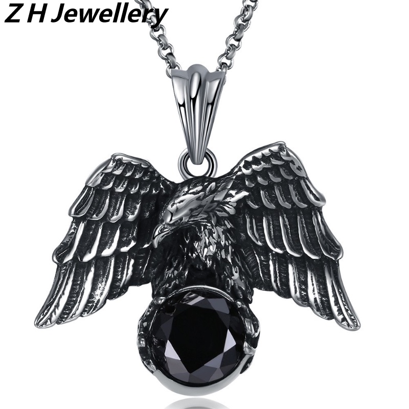 [Z H Jewelry] วินเทจ นกอินทรีย์ จี้ ผู้ชาย แฟชั่น สเตนเลส สร้อยคอ จี้ ฮิปฮอป ปาร์ตี้ ไทเทเนียม เหล็ก เครื่องประดับ อุปกรณ์ขายส่ง
