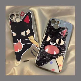 เคสโทรศัพท์มือถือซิลิโคน TPU นิ่ม กันกระแทก ลายแมวดํา สําหรับ IPhone 14 13 12 11 Pro XS Max XR X 8 + 7 6S Plus Mini