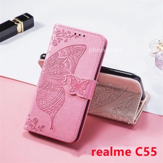 Realme C55 NFC 5G 2023 เคสโทรศัพท์หนัง ฝาพับ ช่องใส่บัตร กระเป๋าสตางค์ เคสกันกระแทก ขาตั้งแม่เหล็ก ที่ยึด ฝาครอบป้องกัน