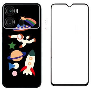 Itel P40 เคสแฟชั่น รูปแบบ นิ่ม TPU ซิลิโคน ฝาหลัง พร้อมฟิล์มกระจกนิรภัย