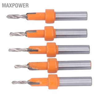  Maxpower 5 ชุดเรียวชุดดอกเคาเตอร์ซิงค์เหล็กทังสเตนโลหะผสมรอบก้านดอกเคาเตอร์ซิงค์ชุดดอกสว่านพร้อมประแจหกเหลี่ยม