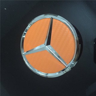 4PCS 75mm Car Wheel Center Hub Cap Emblem Badge For Benz ขอบสีส้มฝาครอบ