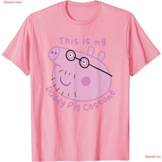 ISNเสื้อยืดผ้าฝ้ายพิมพ์ลาย เสื้อยืดครอปpeppa pig Peppa Pig Halloween This Is My Daddy Pig Costume T-Shirt เสื้อยืดpeppa