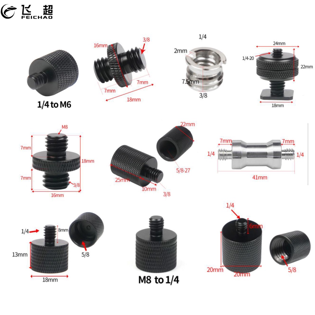 Feichao ชายกับหญิงเกลียวสกรู Mount Converter อะแดปเตอร์สําหรับไมโครโฟนขาตั้งขาตั้งกล้องแผ่น DSLR อุปกรณ์เสริมสําหรับกล้อง