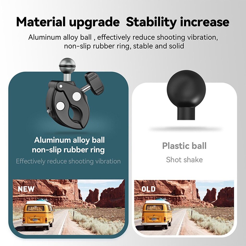 Telesin Universal Tube Clamp (Aluminium Body) Motorcycle Cycling Crab Claw Clip Magic Arm 360 Adjustment Super Clamp 1/4